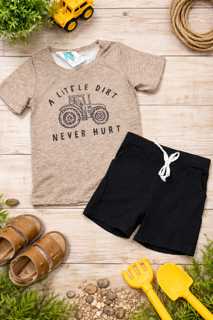 “A little dirt never hurt” tractor outfit.