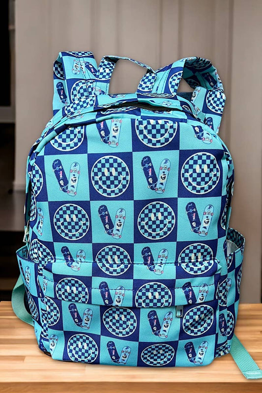 Blue Skater Smiley Toddler Backpack