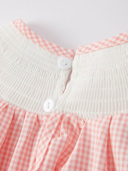 Letter Heart Bow Arrow Smocking Embroidery Girls Dress