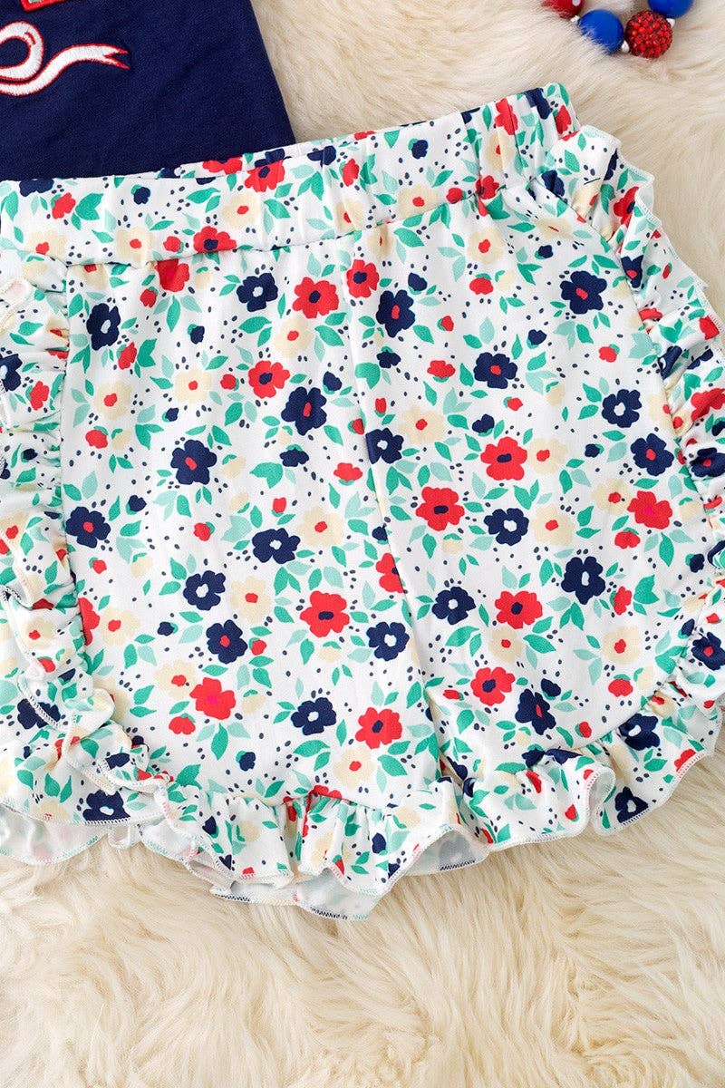 USA Floral applique  top & shorts.