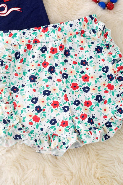 USA Floral applique  top & shorts.