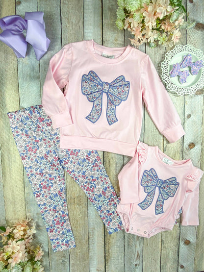 Purple Bow Applique Infant Romper