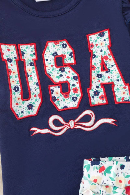 USA Floral applique  top & shorts.