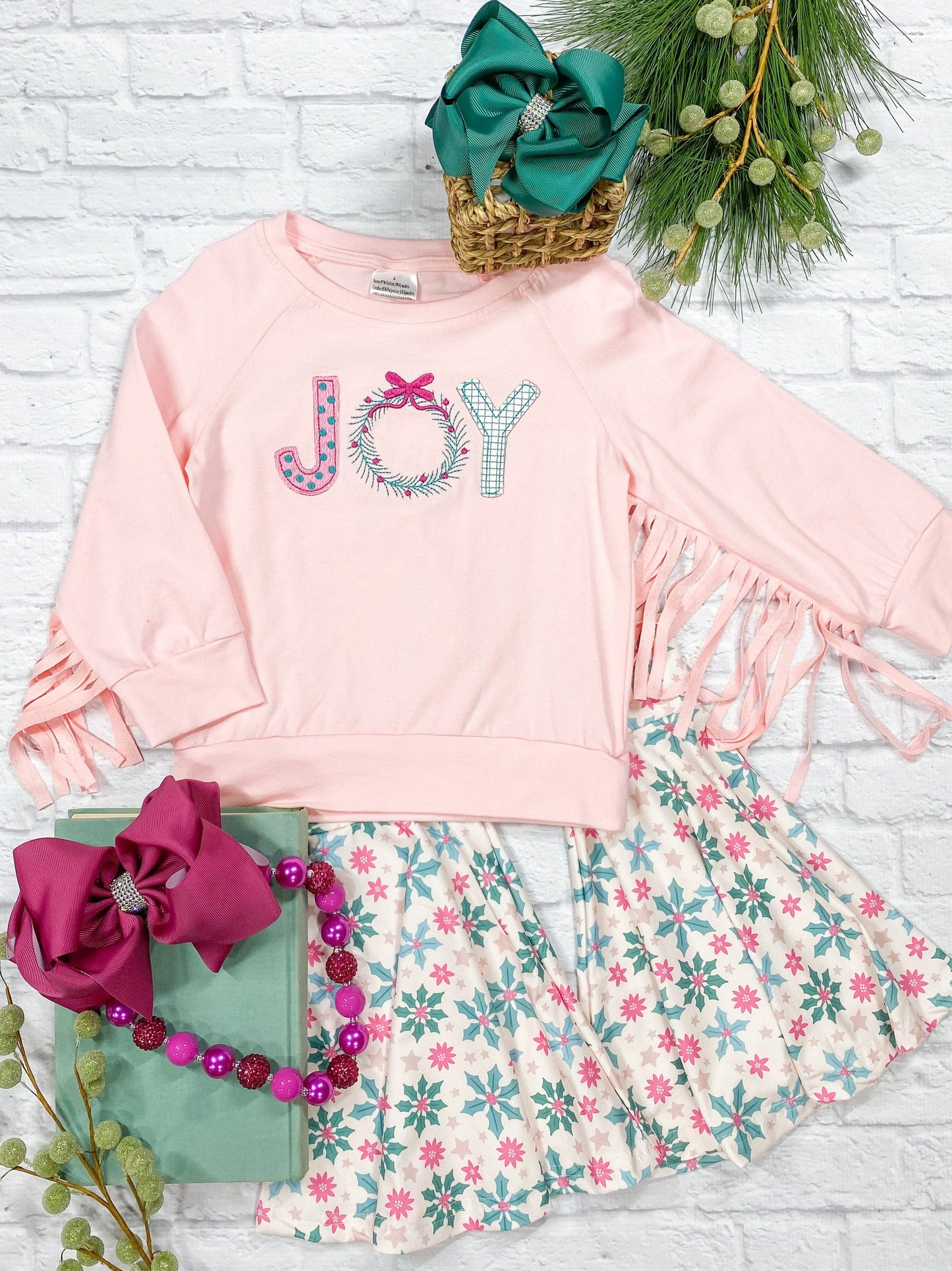 JOY Fringe Sweater & Holly Bell Bottom Set: Christmas 2025