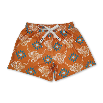 Highland Cow swim trunks