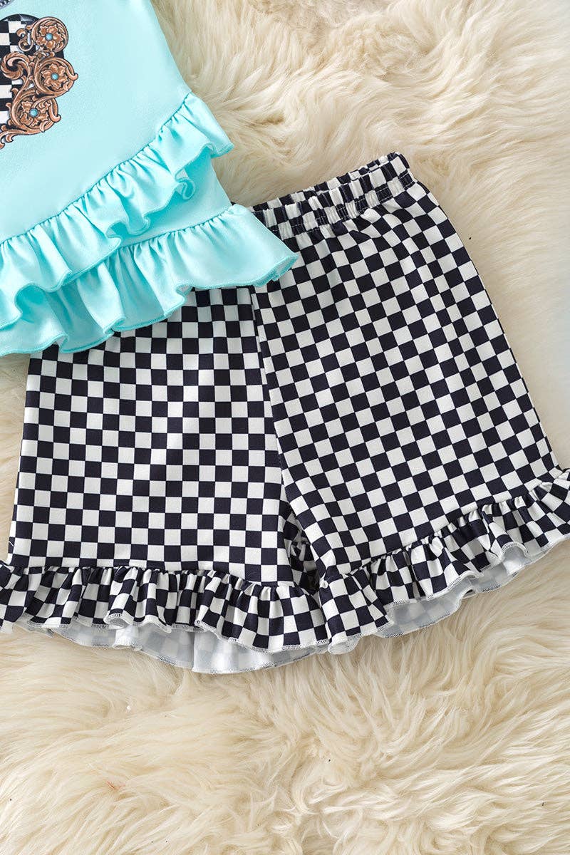 Checkered Western Turquoise Set