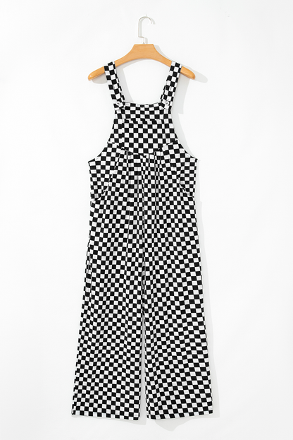 Checker Pocketed Wide Leg Jumpsuit