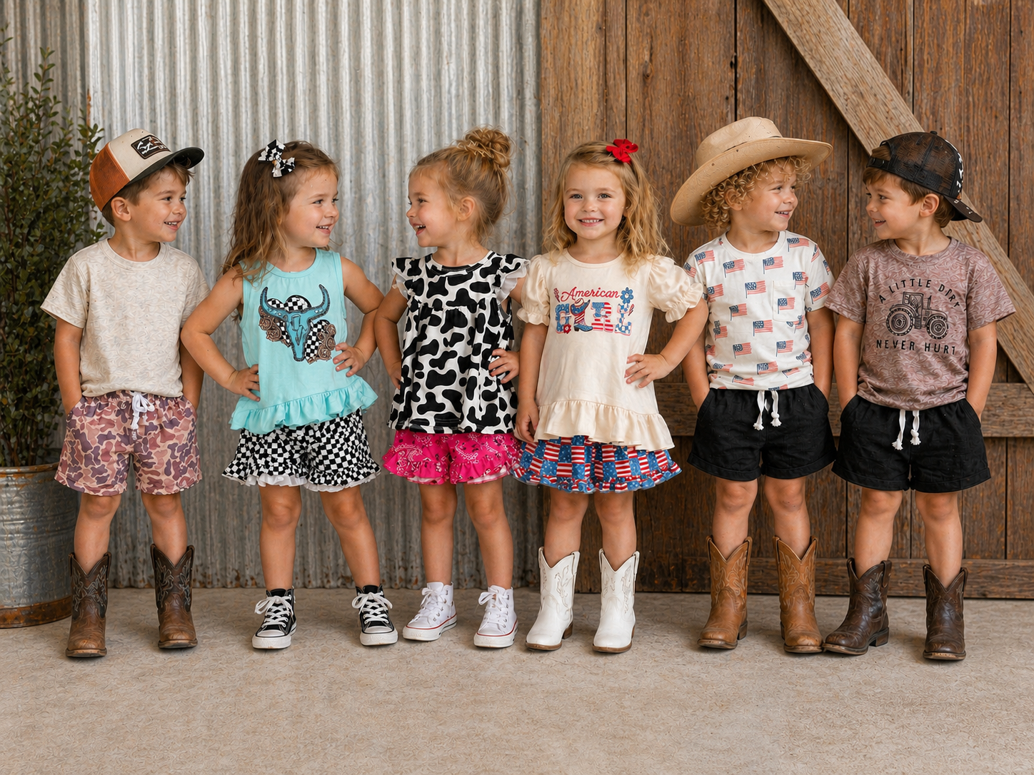 boys and girls wearing coutry western outfits 