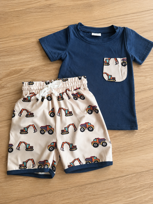 Boys Construction Short Set