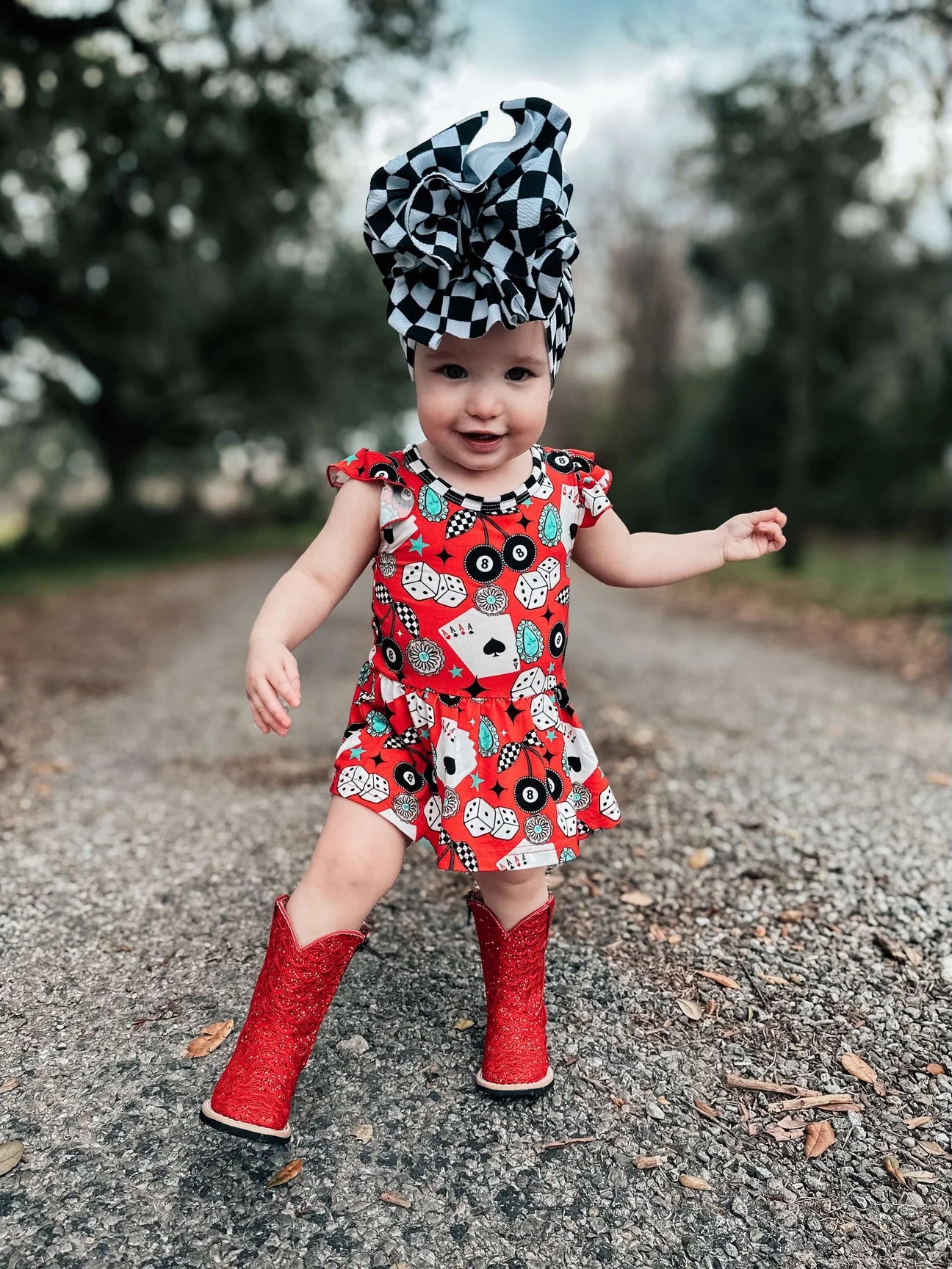 Cowgirl Luck bamboo skirted romper