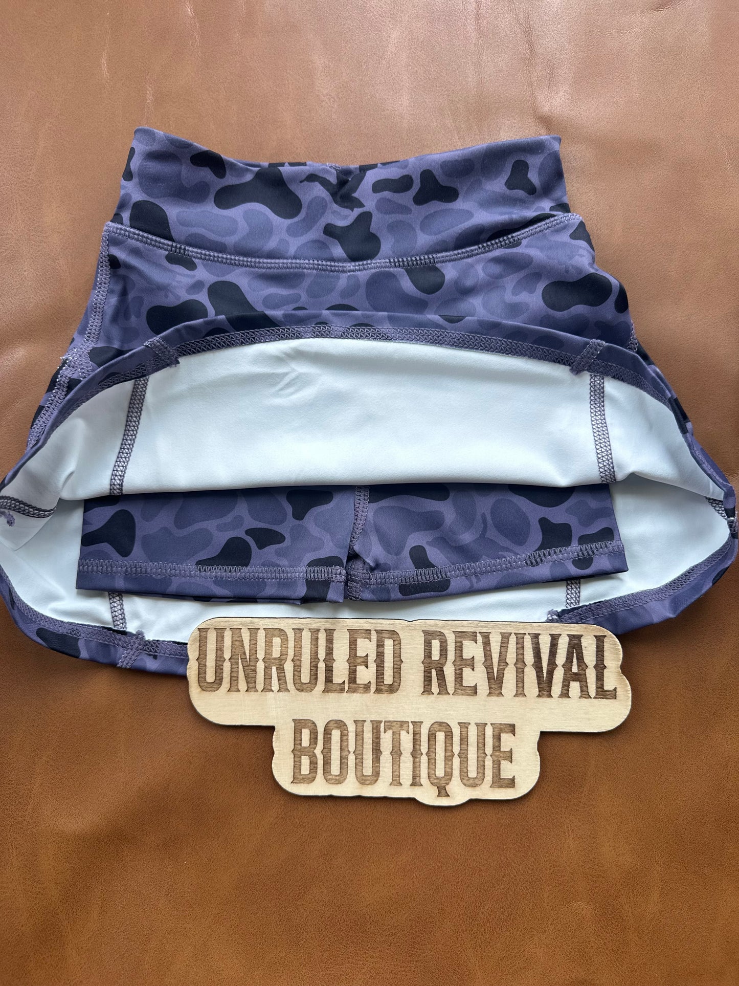 Midnight camo activewear skort