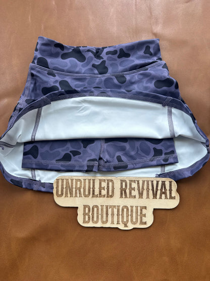 Midnight camo activewear skort