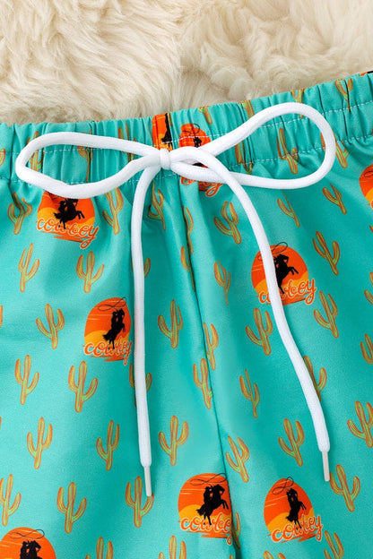 Cowboy  Mint Swim Trunks