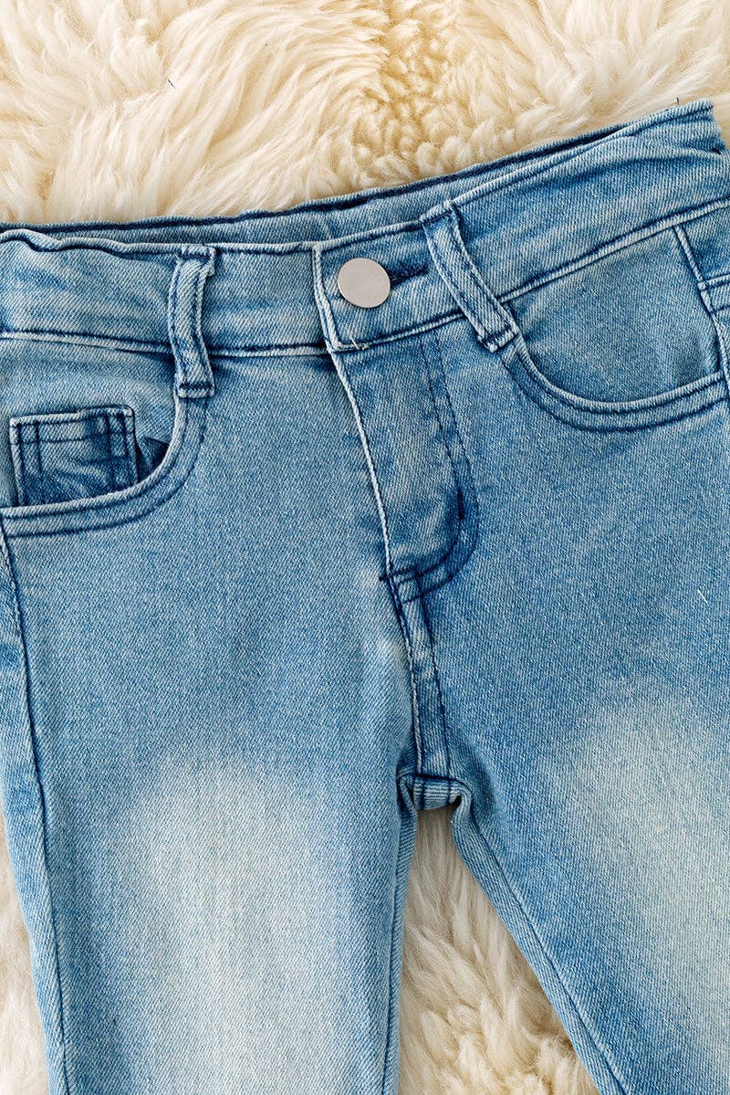 Double Bell Denim Flares - Light Wash