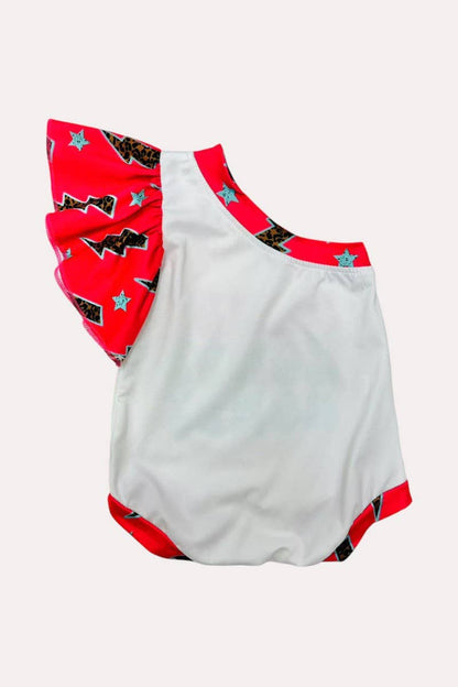 "HOWDY" one ruffle sleeve bubble romper