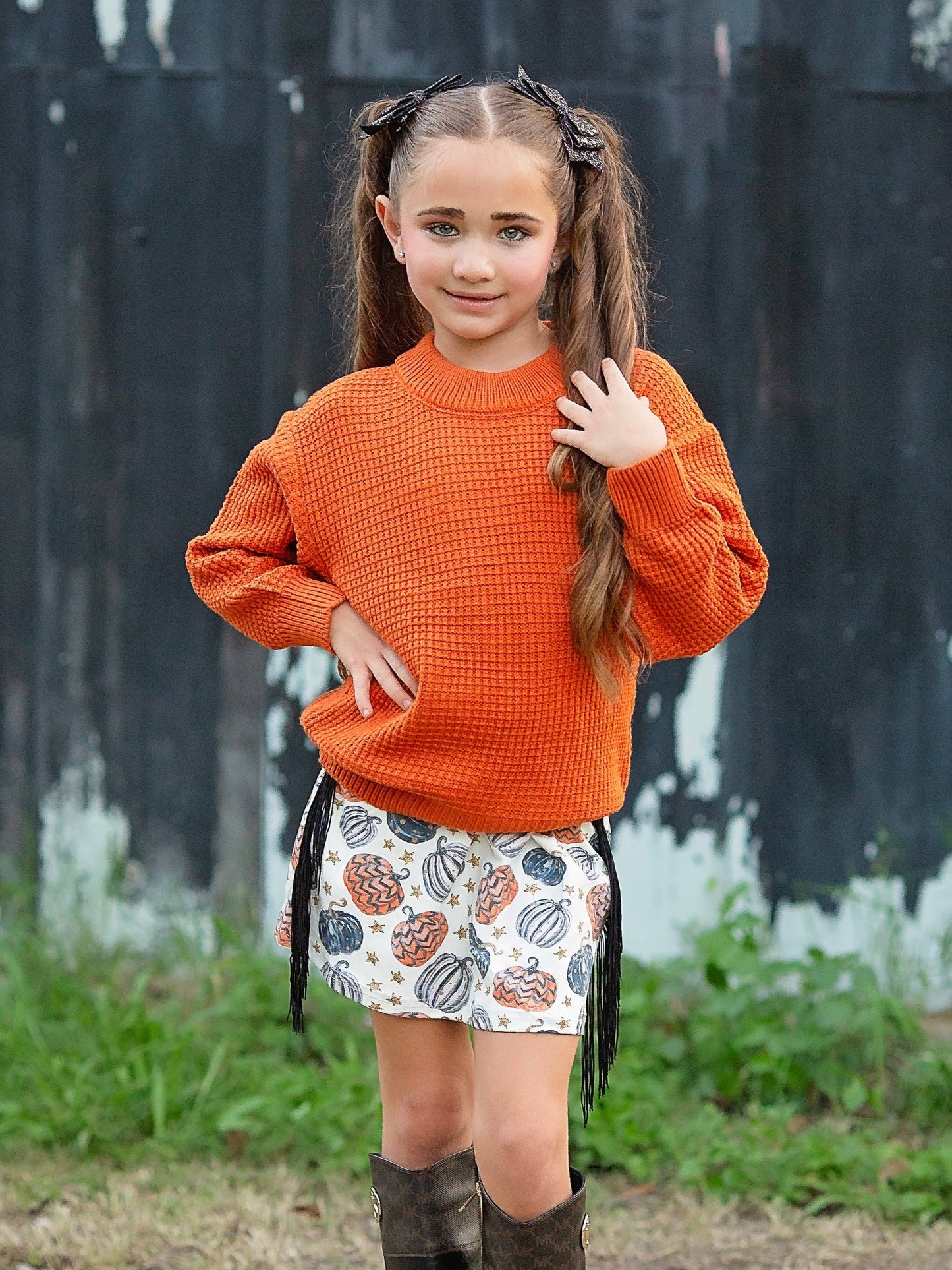 Pumpkin Sweater & Fringe Skirt Set: Fall 2025