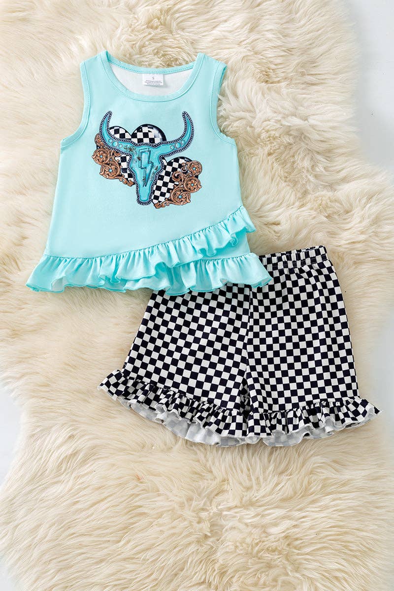 Checkered Western Turquoise Set