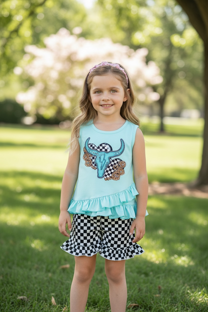 Checkered Western Turquoise Set