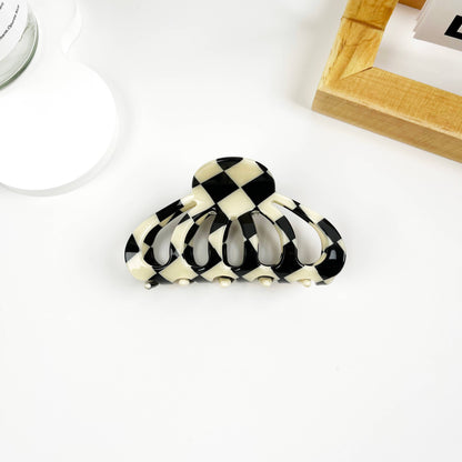Vintage Black and White Checkerboard Grab Hair Claw Clip