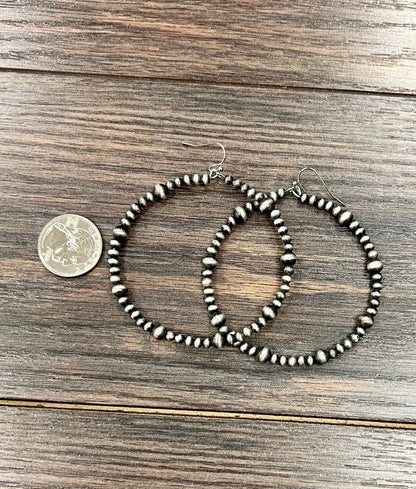 Handmade Navajo Bead Hoop Earrings