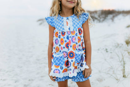 Flower Power Spring Summer Short Set - PERIWINKLE