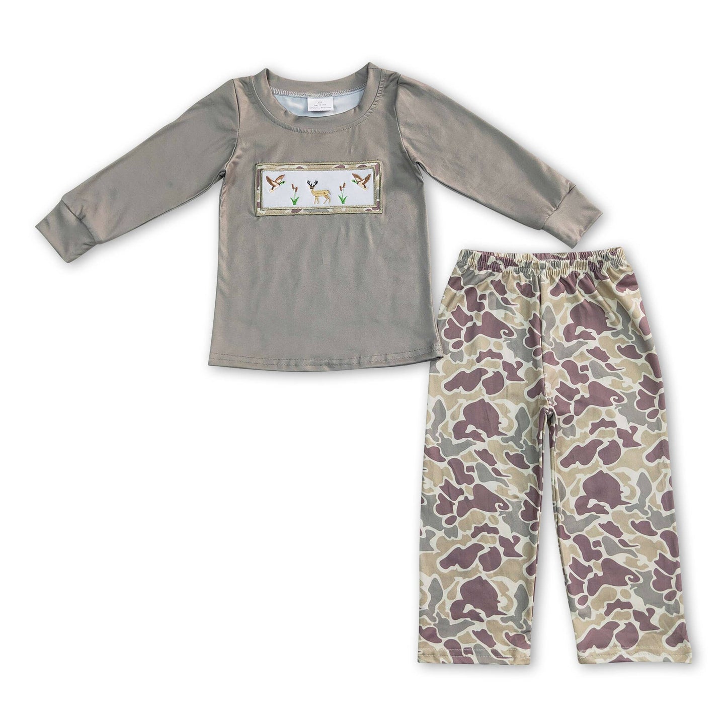 Duck deer embroidery camo kids boys outfits