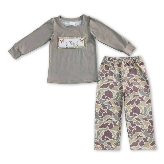 Duck deer embroidery camo kids boys outfits