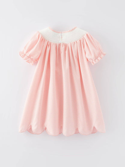 Letter Heart Bow Arrow Smocking Embroidery Girls Dress