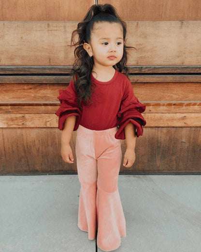 Lollipop Pink Velour Bell Bottoms