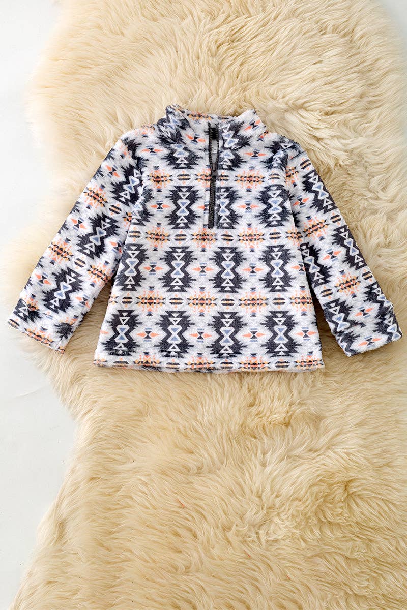 White & Gray Aztec Pullover