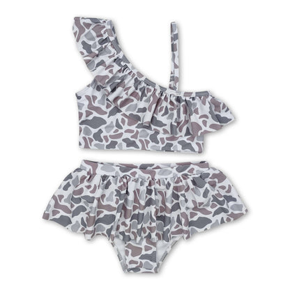 Matching sibling Camo swim wear