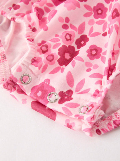 Boots Smocking Embroidered Short Sleeve Floral Baby Girl Romper